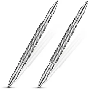 2 Pieces Spring Loaded Nail Set Spring Nail Punch Hammerless Trim Combination Tool Kit 1/32, 2/32, 3/32, 4/32 Inch Tools for Carpentry 3500 Psi of Impact Striking Force