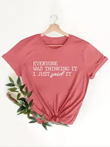Women's Slogan Print Round Neck Graphic Tee, Vintage Trendy Casual Short Sleeve T-shirt For Daily Wear, Ladies Summer Outfit