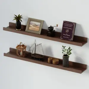 Picture Ledge Shelf Floating Book Shelves Set of 2 Wall Mounted Solid  for Bedroom Bathroom Living Room Kitchen, 36 Inch Walnut
