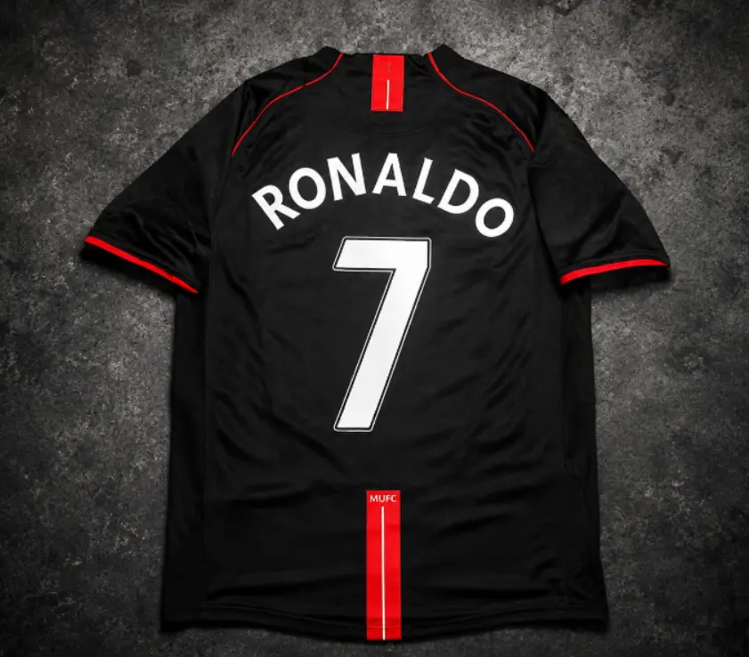 2007-08 Home & Away Retro Black #7 Ronaldo Short Sleeved Soccer Jersey