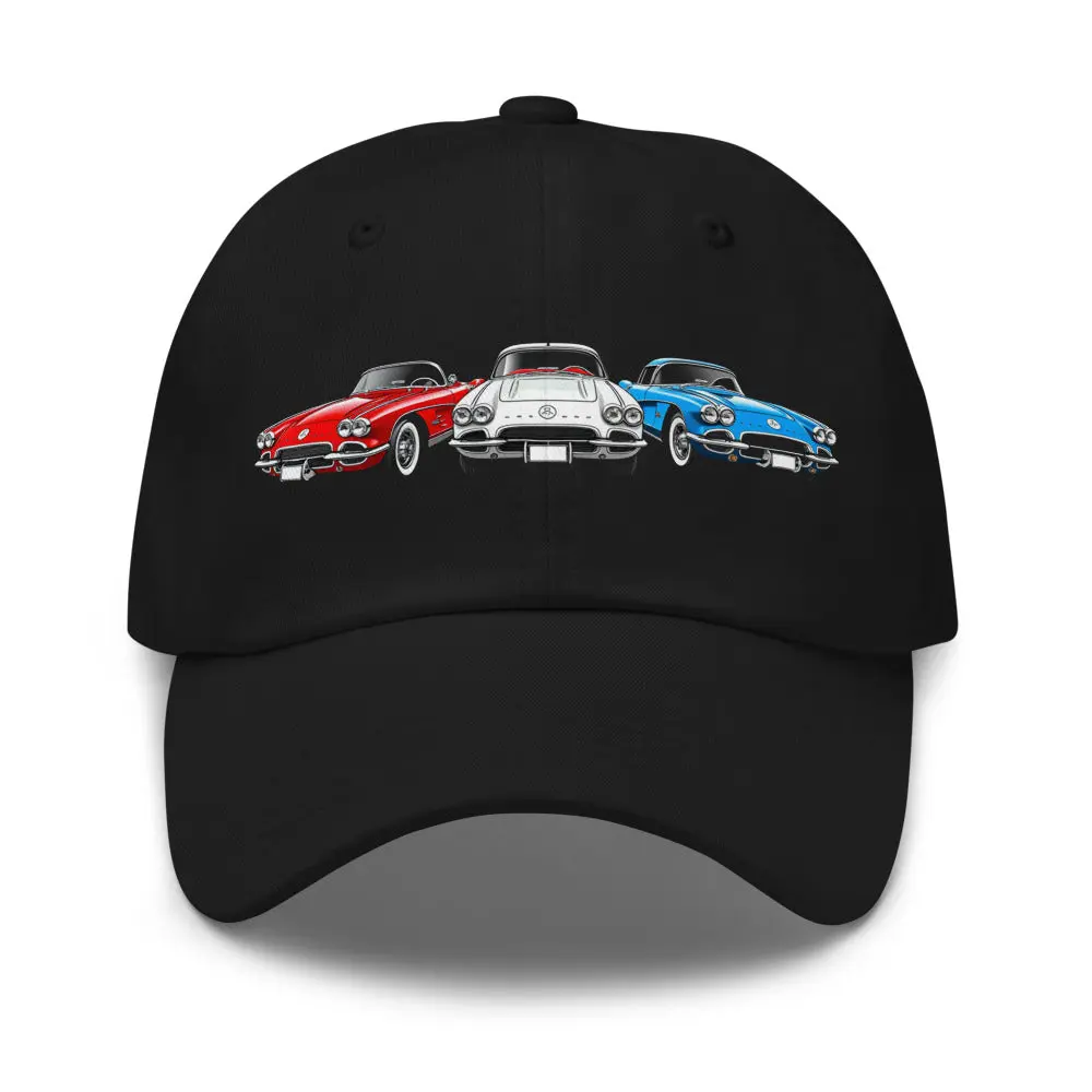 1961 Corvette Dad Hat – Red White & Blue Classic C1 Sports Car Cap