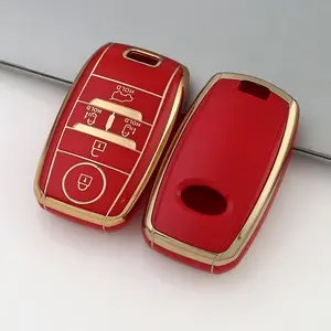 Fits Kia Car Key Case, Car Key Protector, Gold Trim Design Scratch-Resistant TPU Material Adds Protection to Your Car Key Compatible with Kia Sportage, Telluride, Sorento, Carnival Perfect Holiday Gift Selection