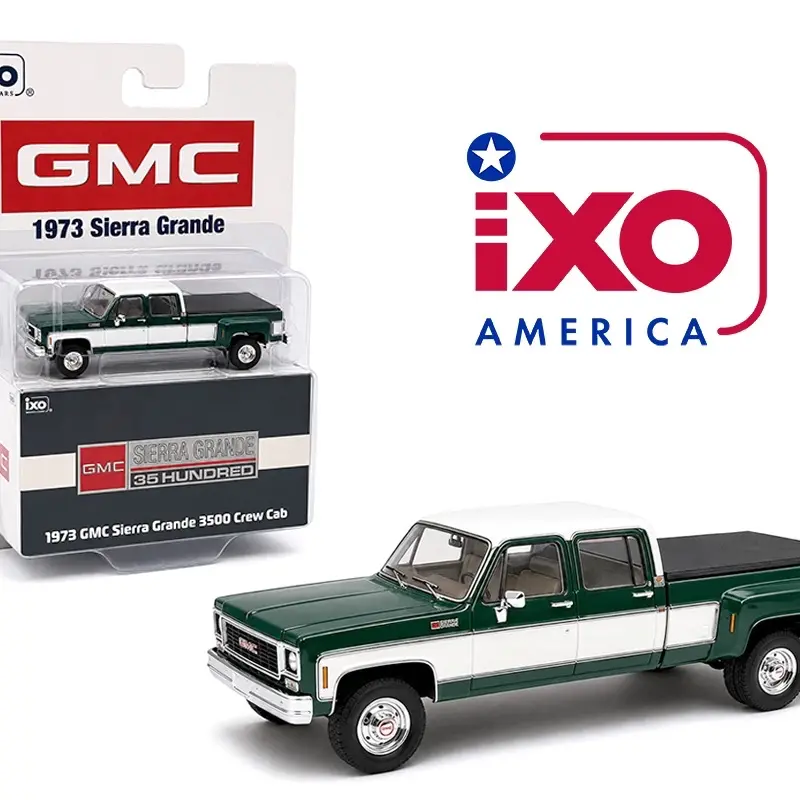 IXO Model 1:64 GMC Sierra Grande 3500 Crew Cab Dually – Green White Diecast collectible Model