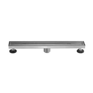 Linear Shower Drain 24" Comes with Tiled Stealth and 304 Stainless Steel Brushed Polished 2 in 1 Panels, Tile Insert Shower Drain, Equipped with Adjustableft,Hair Filters Installation Rubber Cover