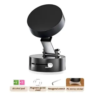Vacuum Magnetic Suction Phone Holder, 2025 New Magnetic Suction Phone Mount, Foldable Portable Double-Sided Vacuum Magnetic adsorption Adjustable Mobile Phone Holder for All Phones, Cell Phone Mount