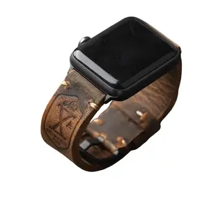 Suitable for Apple Watch 8, vintage top-layer cowhide thick genuine leather strap for men, Ultra
