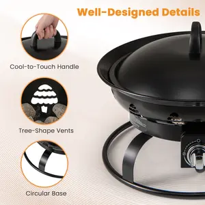 COSTWAY - 21 Inch Diameter Propane Gas Fire Pit Patio Portable Fire Bowl-Black