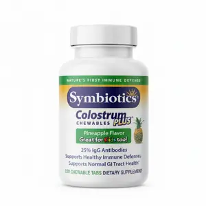 Symbiotics Colostrum Plus Immune Support Chewable Dietary Supplement - Gluten-Free, Kid-Friendly Edible Vitamin for Immunity & Gut Health Daily Wellness