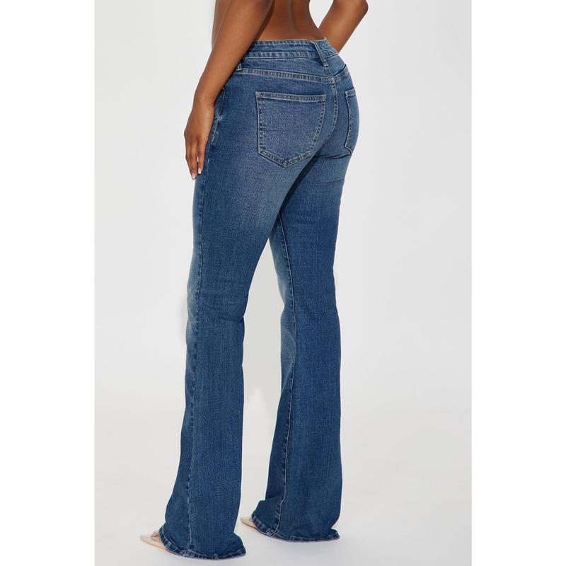 Forever Stretch Low Rise Flare Jeans - Dark Wash