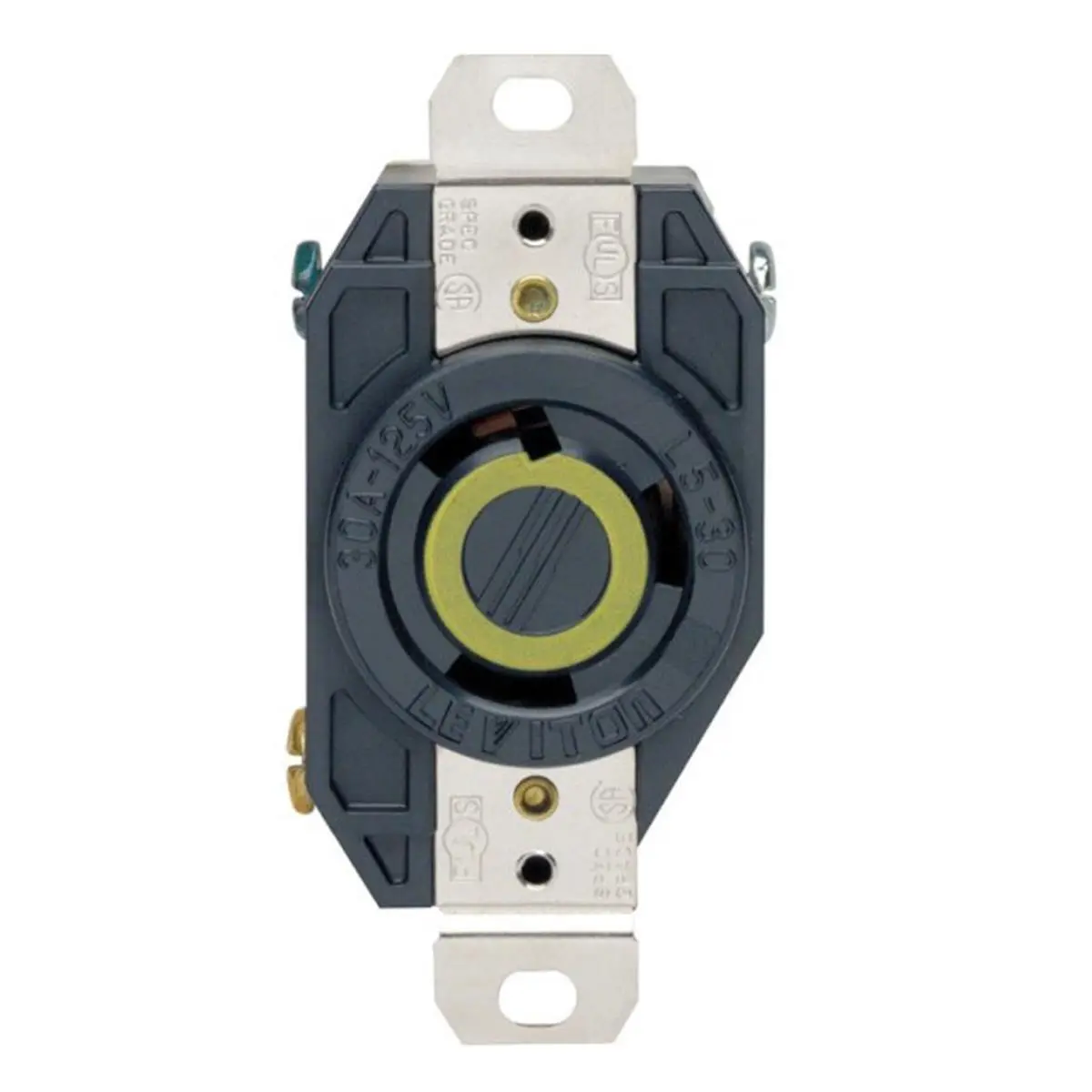 212 MAIN Cooper Wiring 02610-00D 125V 30A Grounded Flush Mount Single Locking Receptacle, Power Socket
