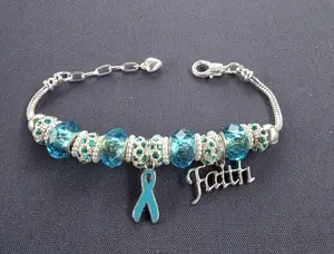 Faith & Advocacy Bracelet Teal Ribbon for Anxiety & Anti-Bulling Adjustable Charm Handmade Limited Quantity Awareness Faith Jewelry