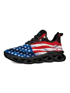 Exclusive American Flag Sneakers, Unique Print Showcases Patriotism, Stylish Breathable Cushioning for Gym & Festive Events