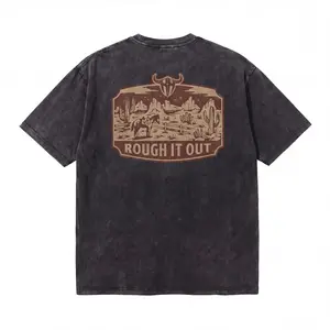 Lawless Row Rough It Out Washed Cotton Tee | Western Cowboy Streetwear