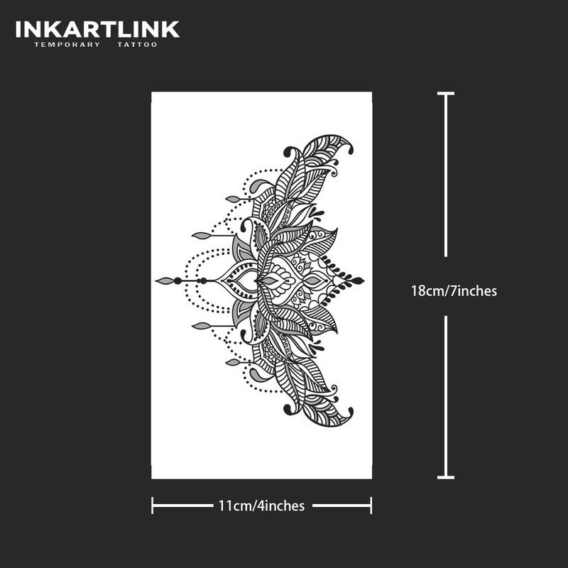 INKARTLINK Tattoo Tech, 2 Sheets Semi-Permanent Temporary Tattoos,Lotus Flower , Adult Art Design,Lasts 1-2 Weeks, Waterproof, Realistic Look, No Adhesive, No Reflection,For Man And Woman,Ideal for Swimming, Party
