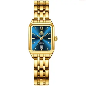 OLEVS Watch OLEVS Gold Watches for Women Square Luxury Business Rectangle Ladies Watches for Women with Date Water Resistant Ladies Watches for Small Wrists Reloj para Mujer Diamond Blue/Green/Black/White/Gold