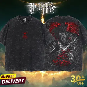 HardTimesClothing - Retro Limited Vintage Bayle The Dread Elden Ring Boss, From Software Collection Game Oversized Washed Tee Acid Washed Lightweight TSHIRT, Gift for him her Clothes Cotton