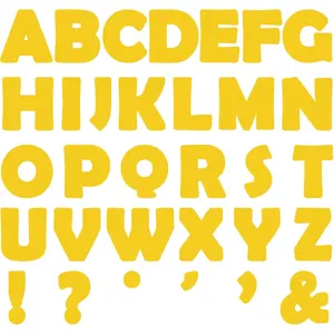 150 PCS Large 6" Font Bulletin Board Letters Pure Yellow Punctuation Cutouts Combo Set Letters Border Decoration for Classroom Alphabet Poster Wall Bulletin Board Display Home School Decor