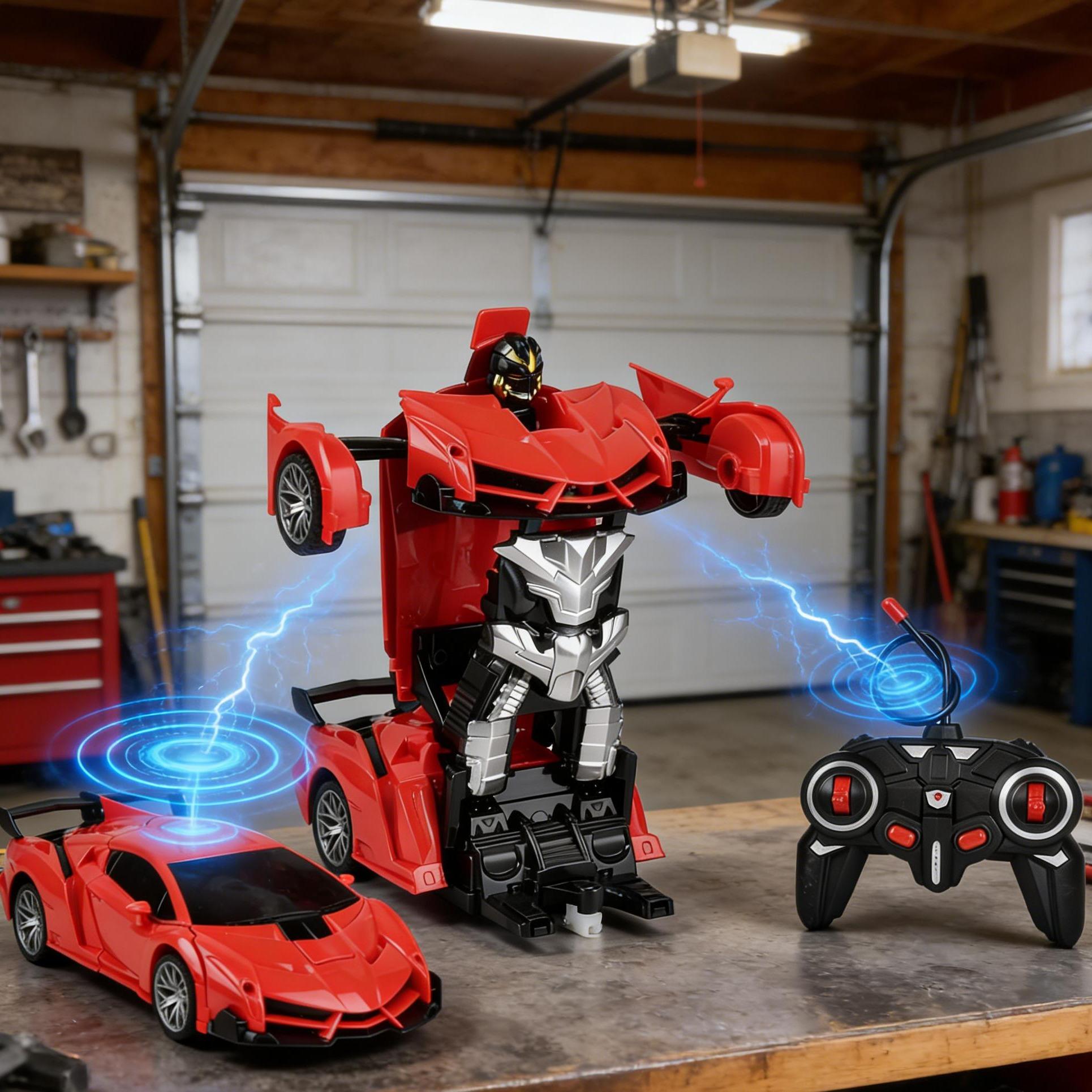 2-in-1 Transforming RC Robot Car - Remote Control Sports Car to Robot Toy with One-Button Deformation, Durable Kids' Toy for Indoor & Outdoor Play