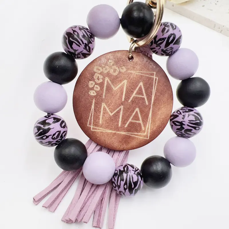 Silicone Leopard Print Beaded Wrist Keychain Pendant, DIY Name Leopard Fringe Hand Ring Keychain, PU Tassel Hanging Decor, Trendy Cute Keychain, Keychain For Purse, Key Holder For Purse, Bag Key Accessory, Key Rings