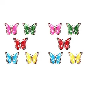 10X Colorful 3D Metal Butterfly Yard Decor Hollow Out Butterfly Garden Large Decorative Wall Art Fence Sculpture US