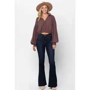 Majestic Judy Blue High Rise Raw Hem Flare