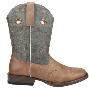 ROPER Mens Daniel Embroidered Square Toe Pull On  Casual Boots Mid Calf - Brown, Grey