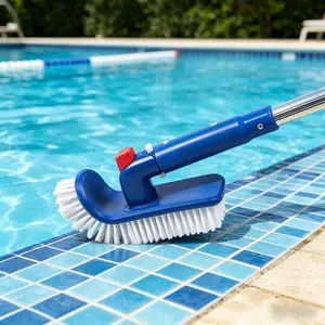 Swimming pool cleaning brush with fine bristles, 180-degree rotating handle, pool step and corner cleaning brush, scrubber.