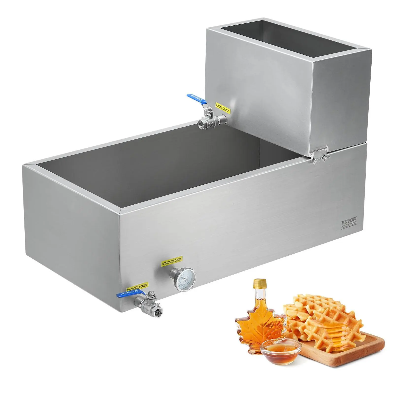【DealsForYouDays】VEVOR Maple Syrup Evaporator Pan,  , 19.6 Gallon, 285 Cups of 8.8oz Maple Syrup, Flat Evaporator Pan with Thermometer, 2 Valves and 3 Heating Methods, 304 Stainless Steel Maple Syrup Pan for Home, Outdoor