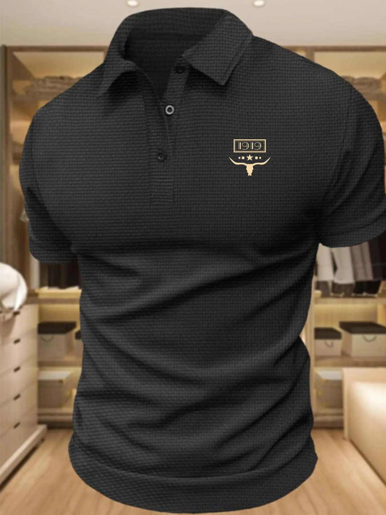 Men's Regular Fit Cowboy Print Polo Shirt, Chic Fashion Casual Collared Short Sleeve Half Placket Collar Top for Summer, Fashion Men's Clothes for Daily Wear Summer Polo Shirts