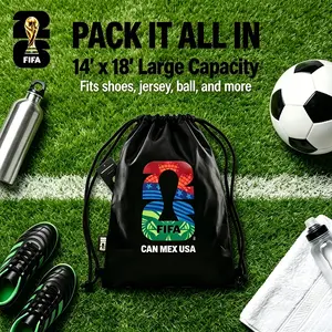 FIFA World Cup 2026 drawstring backpack, soccer fan stadium bag, lightweight gym sack for travel, school, workouts, and everyday use, large-capacity sports cinch pack, gift for fans