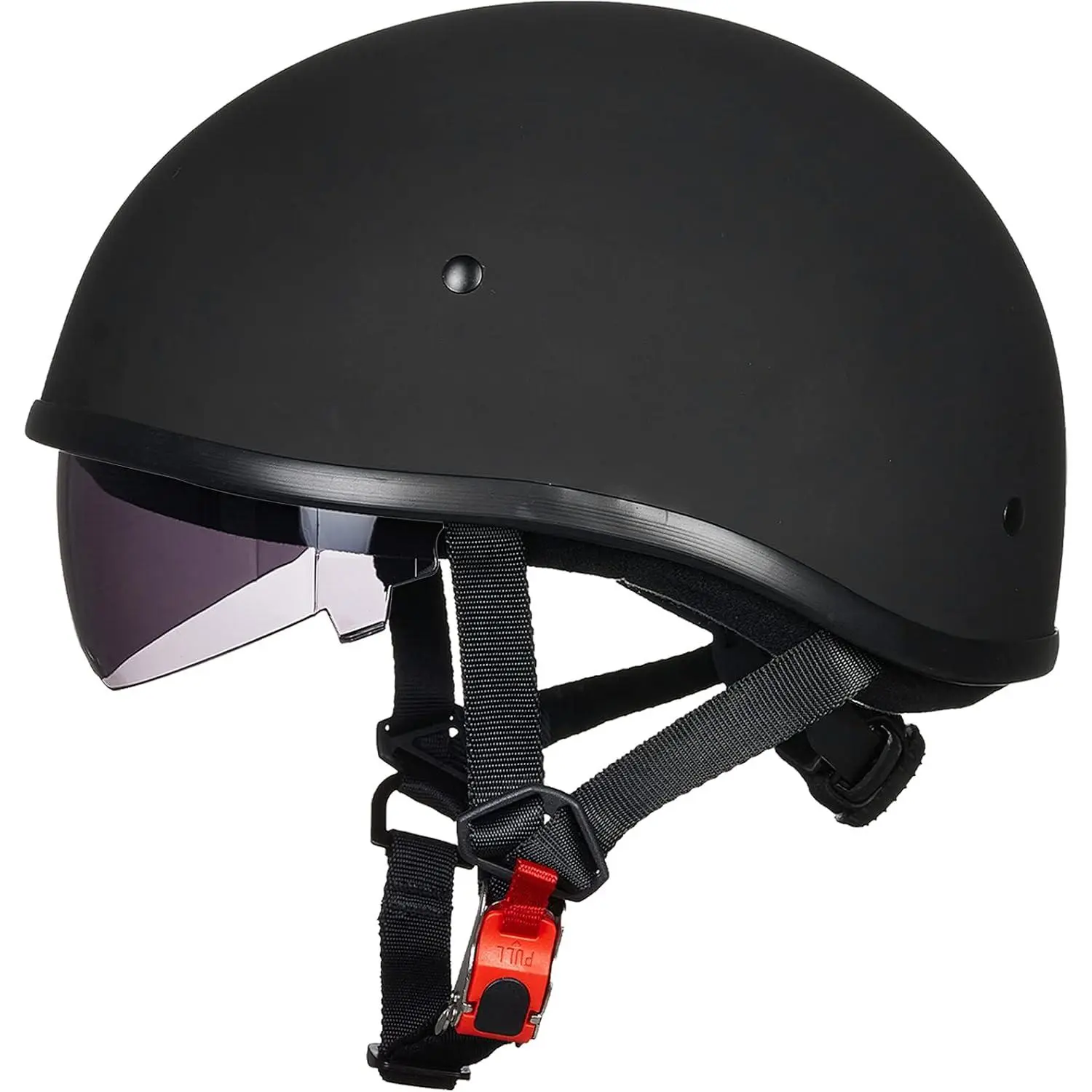 DOT Approved Motorcycle Half Helmet with Visor, Quick-Release Strap, 2.07 lbs, 55-61cm Fit for Cruiser Bikes, Street Riding