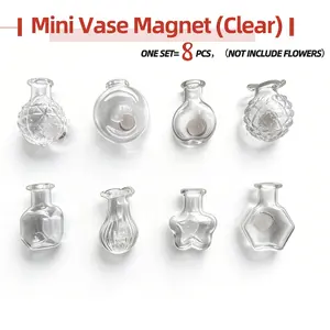 Clear Mini Vase   Fridge, Clear   That Can Hold Water  Flowers, Magnetic  Decor  Kitchen, Office, Locker (5 Pack/8 Pack) Magnets Refrigerator for