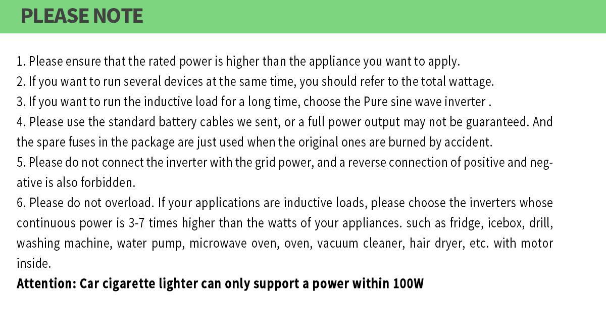 Power inverter modified sine wave 2000W, DC 12V/24V to AC 110V, dual US-regulated sockets, suitable for mobile phones, laptops, family camping, and convenient travel artifact!