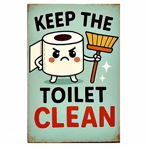 Funny Bathroom Metal Signs - Humorous Toilet Rules Wall Decor with Fart Zone, Keep Toilet Clean, Use The Force & Bathroom Rules - Iron 8x12 Inch Signs Suitable for Bathroom, Office, Dorm, or Public Restroom Decorations, humorous wall decor