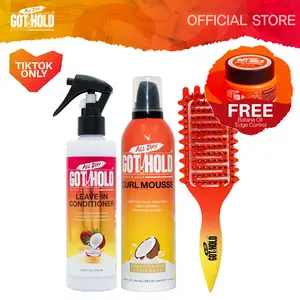 All Day Got Hold Curl Definition Bundle for Boho Braids, Curly Braids & Natural Curls | Curl Defining Brush, Leave-In Conditioner, Curl Mousse & Free Edge Control