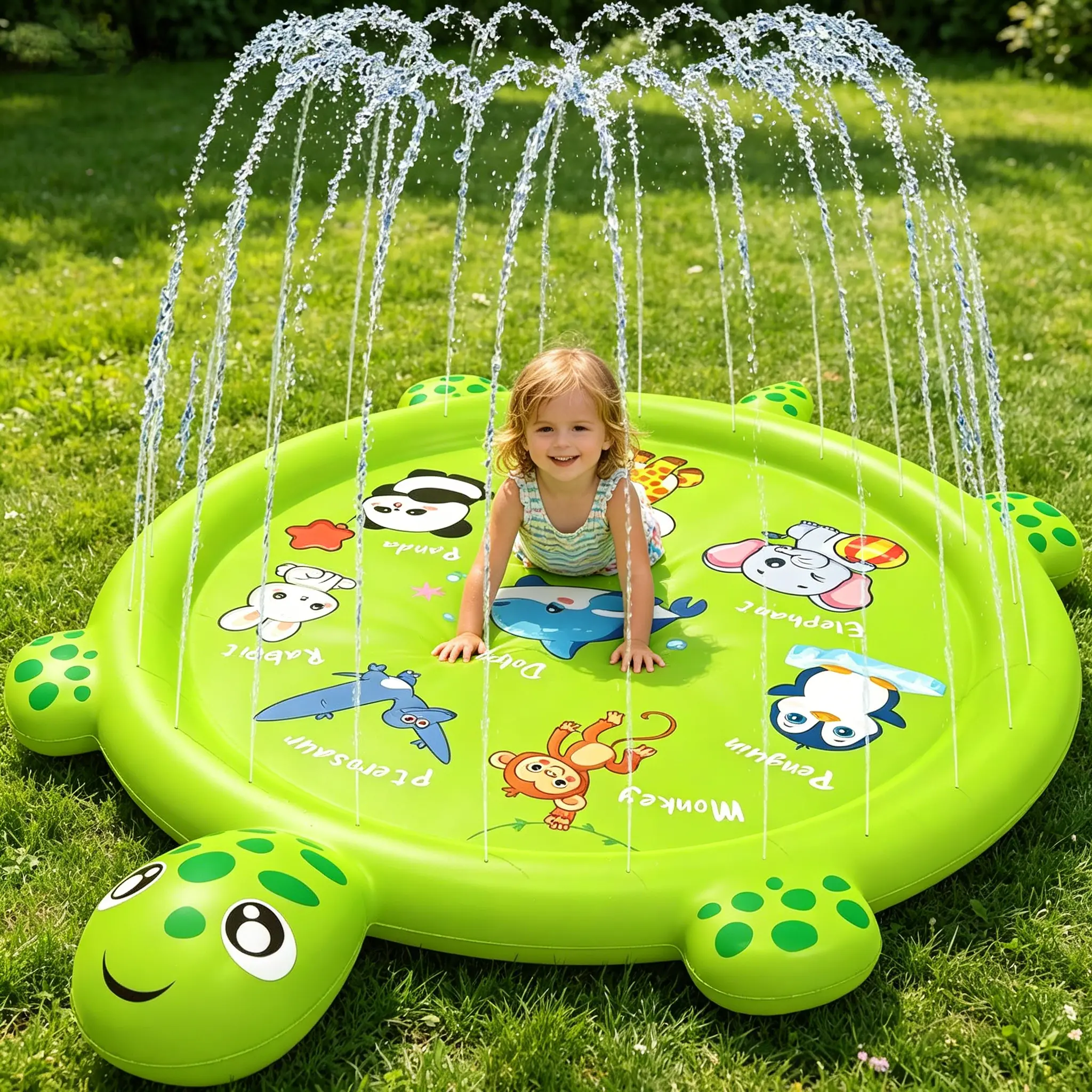 67" Turtle Sprinkler Splash Pad for Toddlers 1-3, Backyard Inflatable Waterpark, Inflatable Children's Pool, Summer Outdoor Garden Lawn Water Toys for Boys, Girls, Inflatable Backyard Pool For Children
