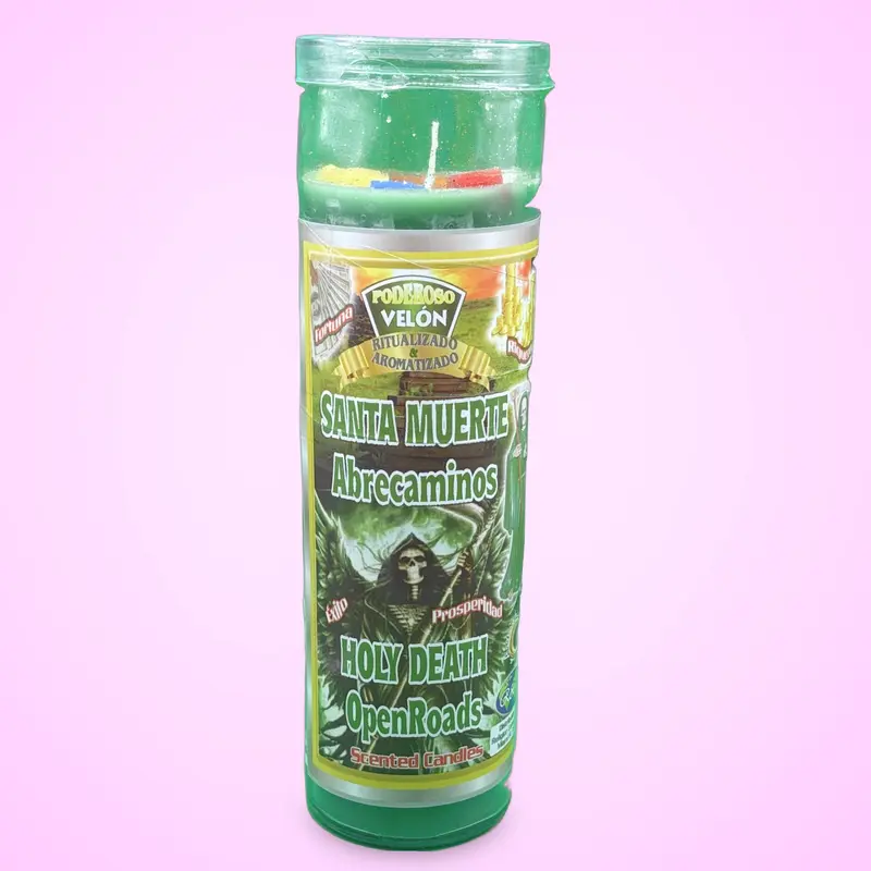 VELÓN PRÉPARÉ SANTA MUERTE Noir Et Blanc - Bougie De Prière Protection Et Éloignement Du Mal
