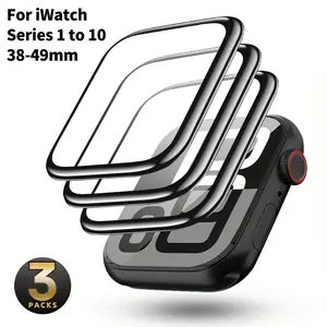 3-Pack Ceramics-HD Smart Watch Screen Protectors, Full Coverage Curved Wearable Tech Accessories, Protection for 38-49mm Series 1-11 SE Ultra Sports & Outdoor Stopwatch Timer Devices