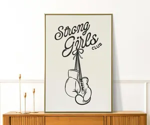 Strong Girls Club, Workout Poster, Gym Decor, Pilates Wall Art, Pilates Studio Decor, Girly Wall Art, Boxer Print, Apartment Décor