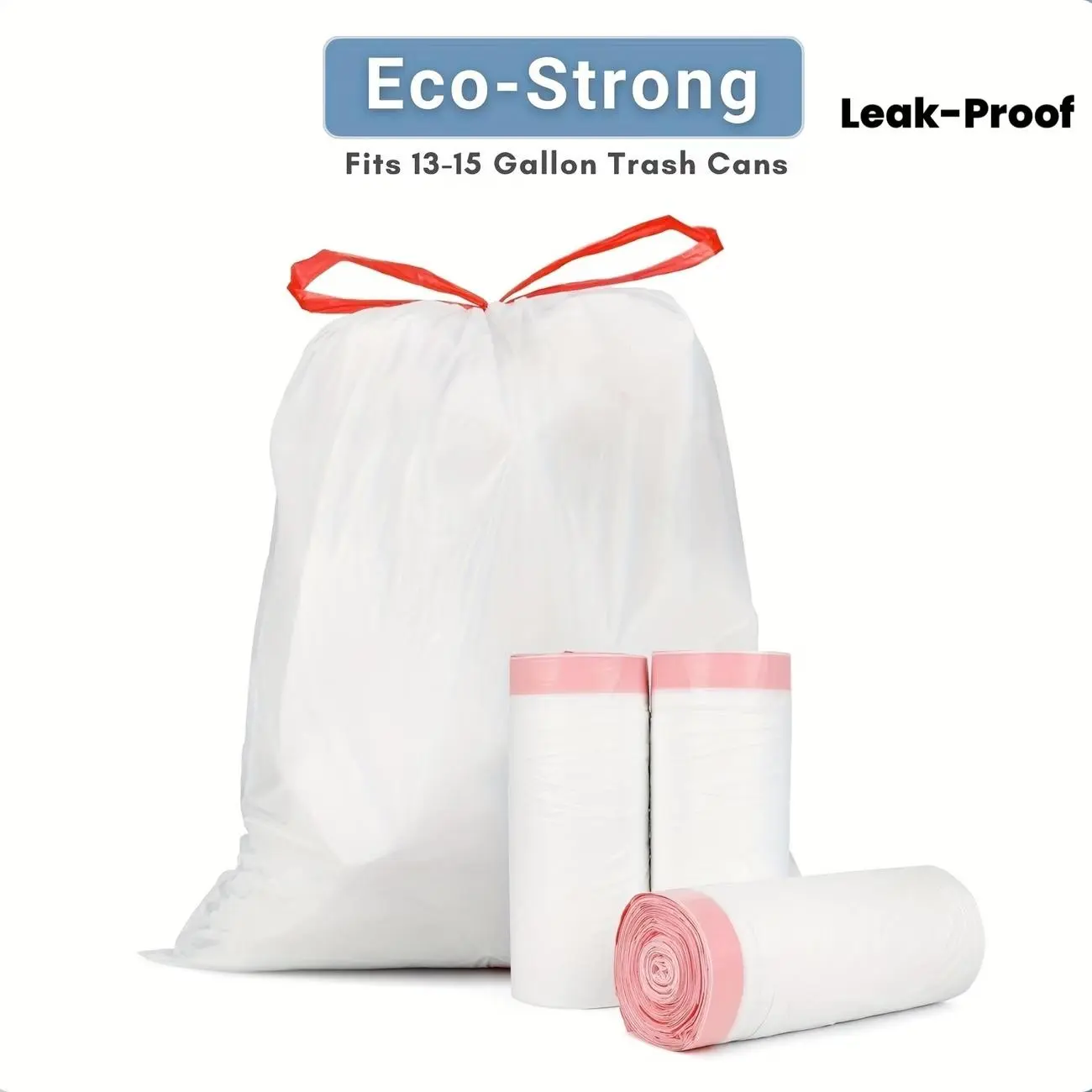 100pcs Heavy-Duty 13 Gal Commercial Trash Bags, Leak-Proof Industrial-Grade Drawstring Liners for Restaurants, Offices, High-Traffic Areas And Facility Maintenance - Extra Thick Tear-Resistant Garbage Bags for Hospitality, 4 Rolls, 1.2 Mil