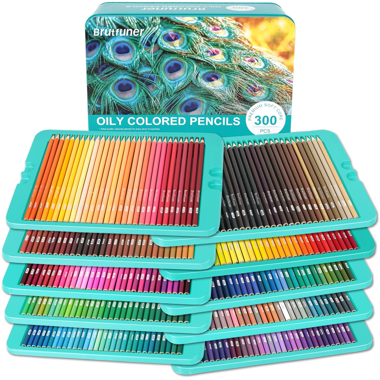 300 Color Artist Colored Pencils Set, Soft Core, Professional Numbered Art Drawing Pencils for Sketching Shading Blending Crafting, Gift Tin Box