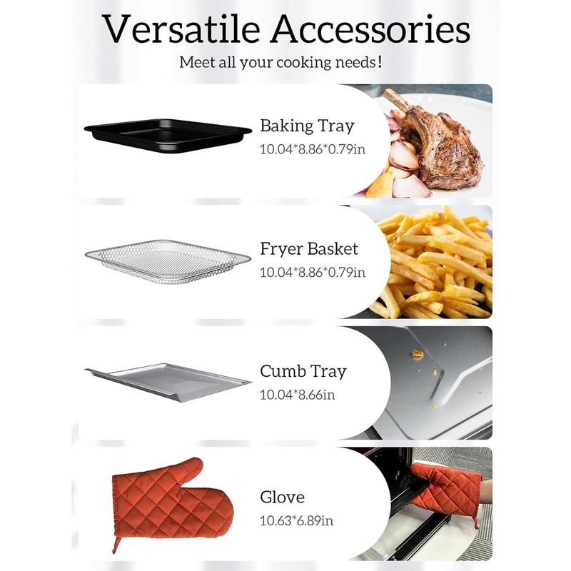 12.6 QT  Fryer Toaster Oven Combo, 10-in-1 Convection Oven with Digital Touch Screen, Stainless Steel for Baking, Roasting &