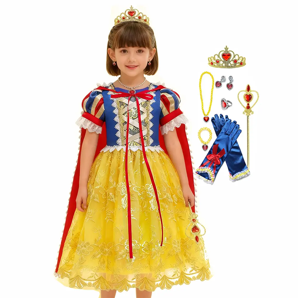 Girls' Snow Princess Dress Up Outfit with Accessories - Toddler Kids Costume for Halloween, Parties, Pretend Play, Role Play, Costume For Parties, Pretend Play Costume Costumeshalloween