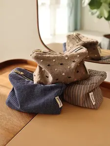 Japanese Striped Makeup Bag, Multi-Functional Zipper Storage Pouch, Travel Portable Handheld Organizer for All Seasons, Cosmetic Pouch, Travel Essentials