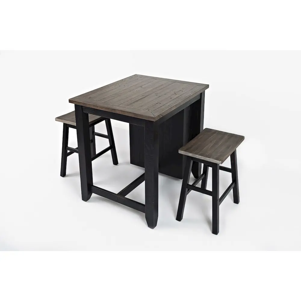 Rustic Reclaimed Solid Wood Farmhouse 3 Piece Counter Height Dining Set