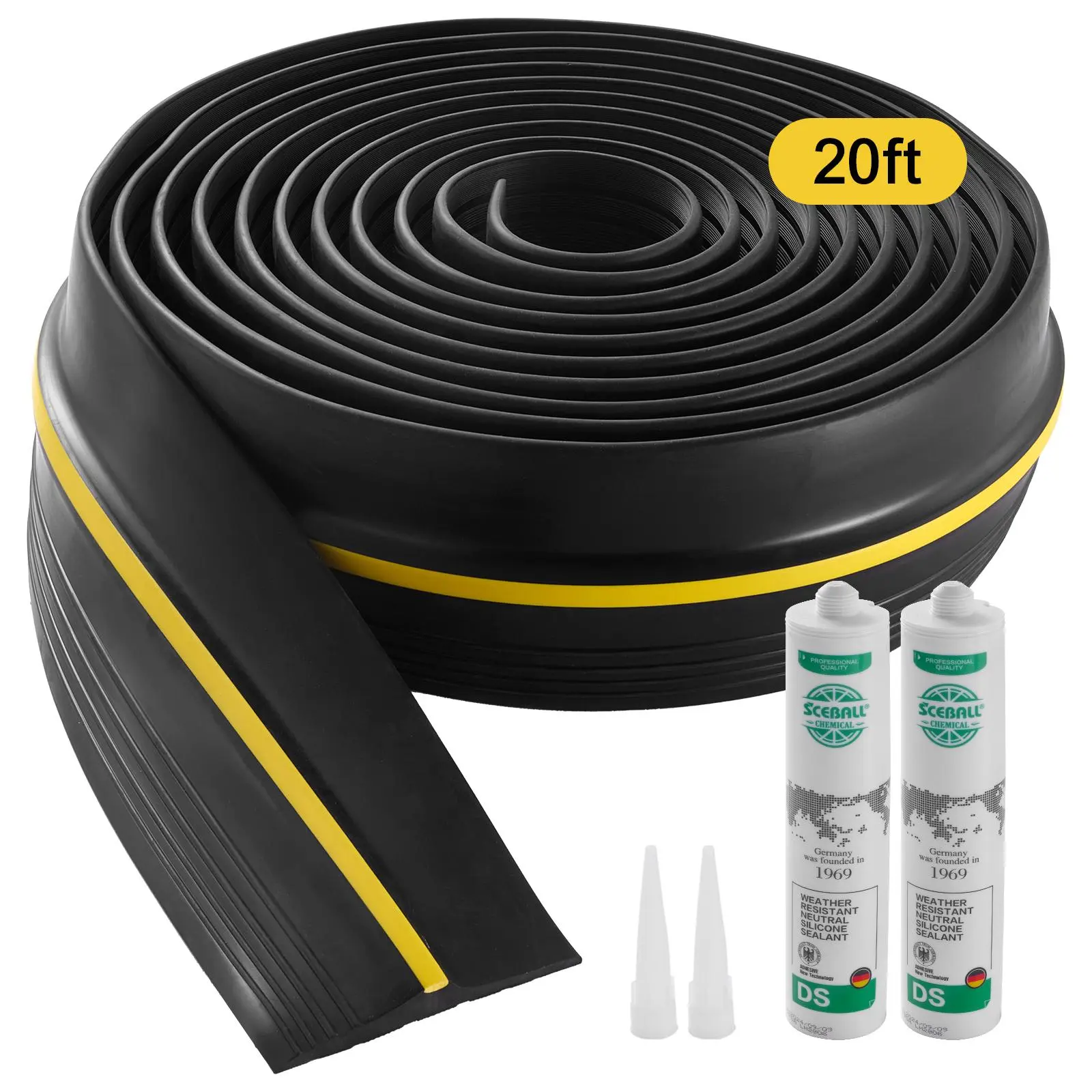 【summerfinds】VEVOR Garage Door Threshold Seal Strip, Summervibes,Summervibes, 20 FT Universal Garage Door Floor Seal Strip with Adhesive, Garage Door Bottom Weatherproof Strip, Upgraded Thick PVC DIY Weather Stripping Replacement, Black