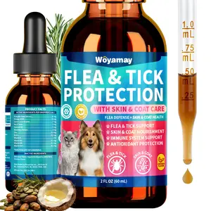 Woyamay Flea Defense + Skin & Coat Support Natural Flea & Tick Prevention for Dogs & Cats with Pumpkin Seed & Omega-3/6/9 for All Breeds & Ages
