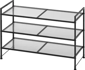 Stackable Mesh Shoe Rack, Black - Organize Your Shoes with Ease