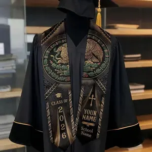 Personalized Mexican Graduation Stole 2026, Mexican Flag Graduation Sash, Mexico Pattern Stole, Custom Name & School Sash Senior Grad Gift