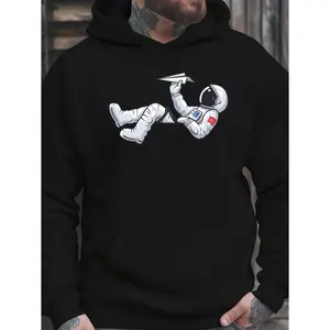 Men's astronaut and paper airplane, space exploration, whimsical imagination Graphic - Long Sleeve Pullover Regular Fit | Soft & Breathable Fabric, Durable Print, Everyday Comfort, Machine Washable , casual, leisure, modern graphic